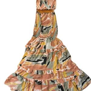 Multicolor Abstract Print Skirt and Top Set